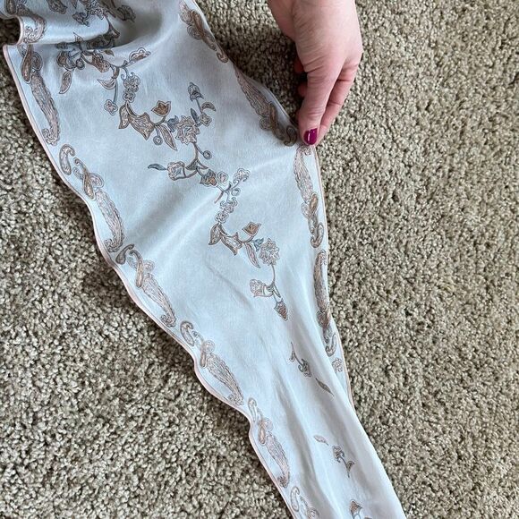 VTG Oscar de la Renta Silk Oblong Scarf Art Nouveau Romantic Bias Cut ~70” - Picture 10 of 16